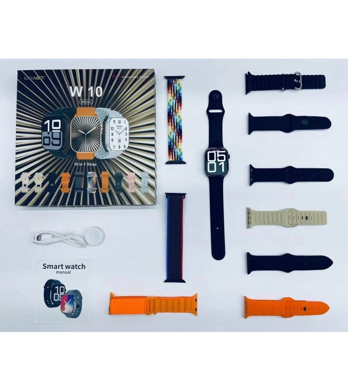 ساعة ذكية رجالية 10 في 1 بخاصية الاتصال عبر البلوتوث ومراقبة نبض القلب والأكسجين